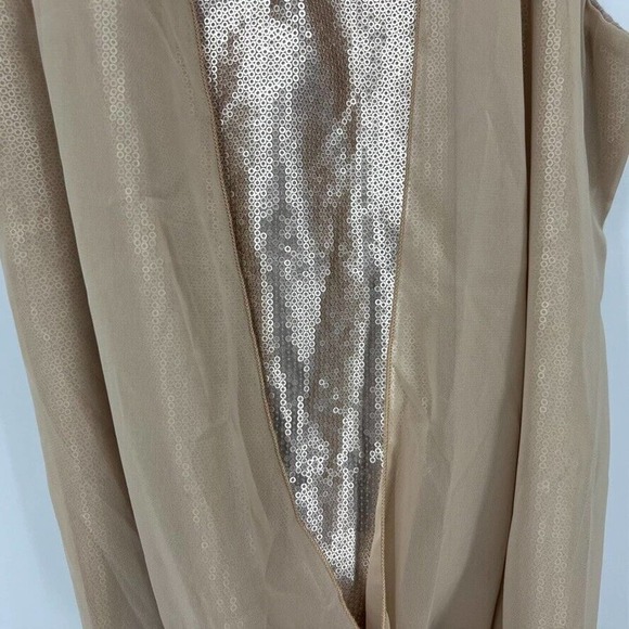 2B Bebe Womens L Sleeveless Sequin Chiffon Top Gold Blouse - Picture 3 of 9